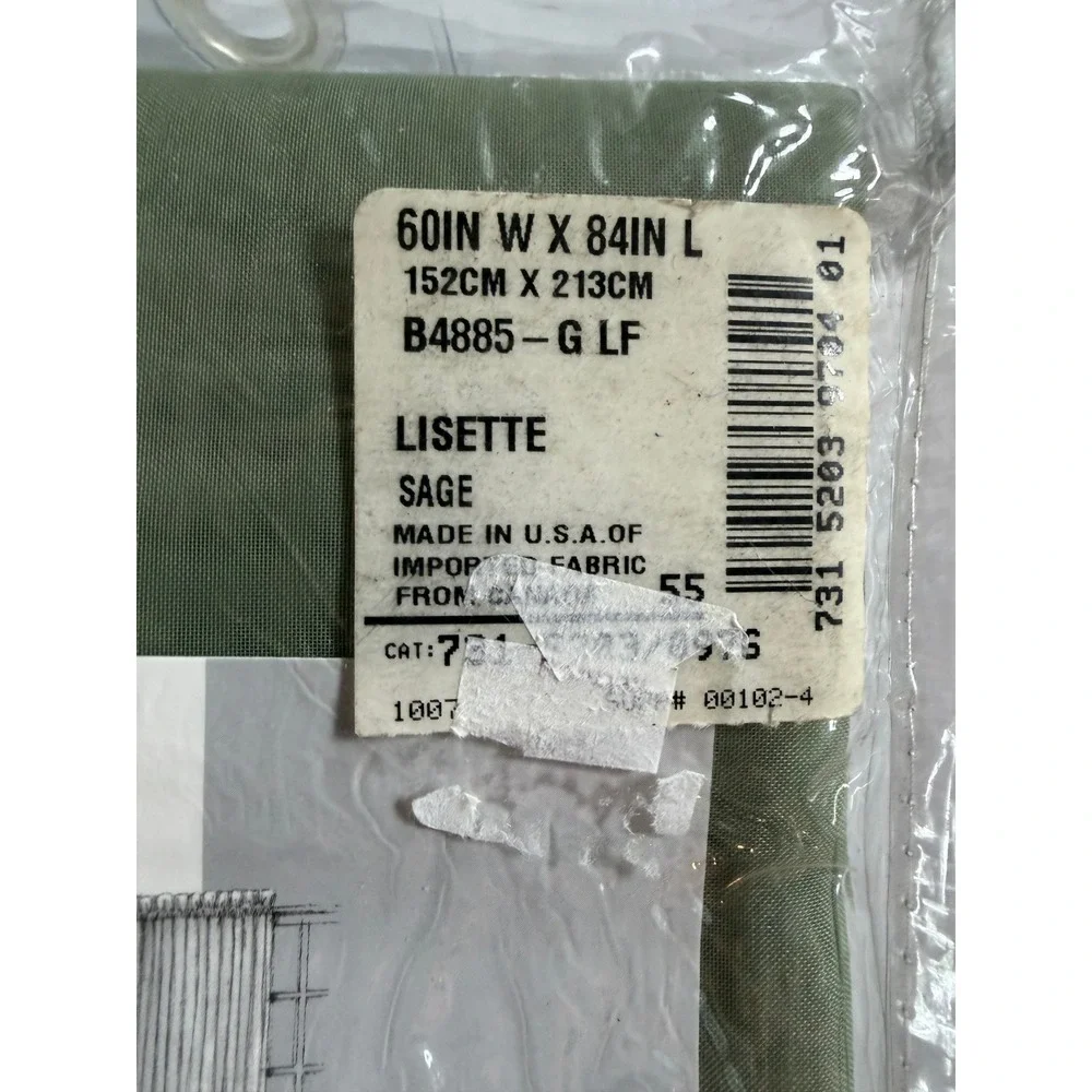VTG JCPenney Lisette Rod Pocket Sheer Curtain Panel Set of TWO 60x84 Sage